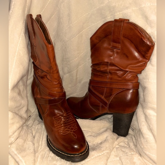 Roper Boots 10 M Brown Slouch Western Boot Vegan NWOB - Picture 9 of 12